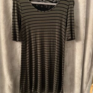 Striped Black and Olive T-Shirt Dress